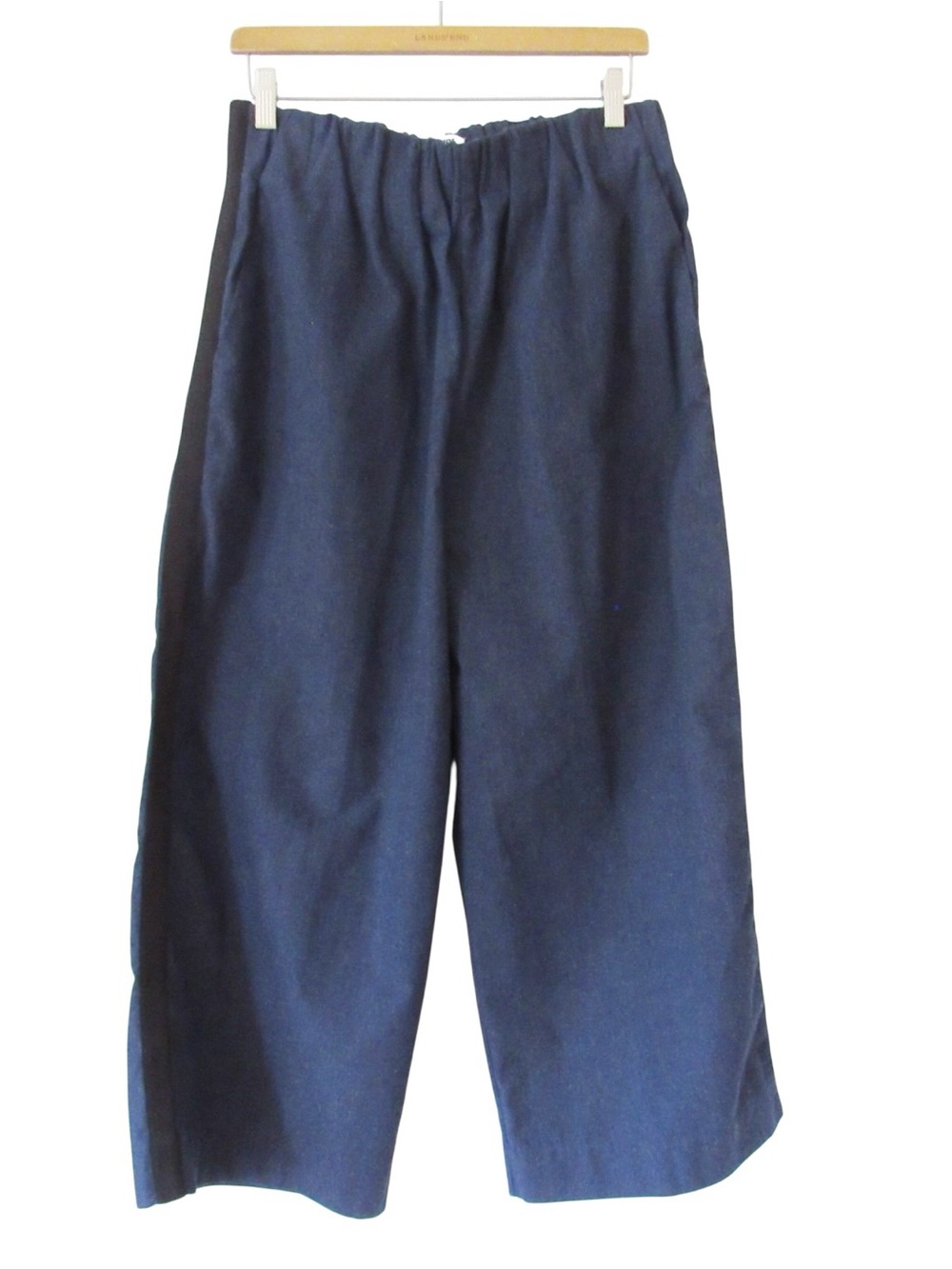 M Patmos x French Italian Blue Chambray Pants Large Wide Leg Crop Elastic Waist